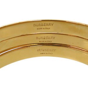 美品 バーバリー 3点セット メタル ホワイト 白 水 金 バングル 0484【中古】BURBERRY