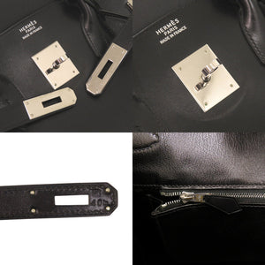エルメス バーキン35 ボックスカーフ ブラック シルバー金具 □E刻印(2001年製) ハンドバッグ 黒 0499【中古】HERMES