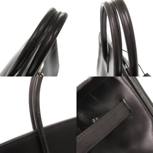 エルメス バーキン35 ボックスカーフ ブラック シルバー金具 □E刻印(2001年製) ハンドバッグ 黒 0499【中古】HERMES