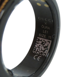 新品同様 グッチ OURA オーラコラボ スマートリング インターロッキングG 705220 チタン 約19号 ブラック 黒 リング 指輪 0509【中古】GUCCI