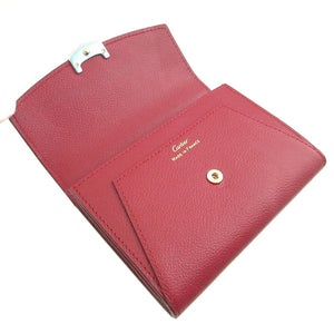 新品同様 カルティエ Cドゥカルティエ レザー ボルドー 紫 コンパクトウォレット 財布 0510【中古】Cartier