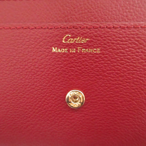 新品同様 カルティエ Cドゥカルティエ レザー ボルドー 紫 コンパクトウォレット 財布 0510【中古】Cartier
