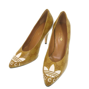 未使用 グッチ adidas アディダス コラボ 702221 サイズ36 GGクリスタル ブラウン ハイヒール パンプス 0532【中古】GUCCI
