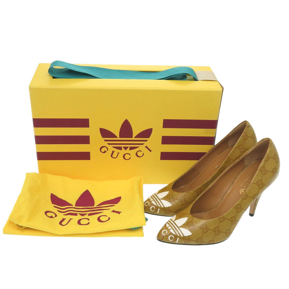 未使用 グッチ adidas アディダス コラボ 702221 サイズ36 GGクリスタル ブラウン ハイヒール パンプス 0532【中古】GUCCI