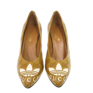 未使用 グッチ adidas アディダス コラボ 702221 サイズ36 GGクリスタル ブラウン ハイヒール パンプス 0532【中古】GUCCI