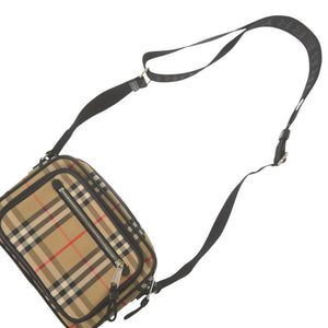 美品 バーバリー ヴィンテージノバチェック 8010152 シルバー金具 コットン レザー アーカイブベージュ ブラック レッド ショルダーバッグ ボディバッグ 0539【中古】BURBERRY メンズ