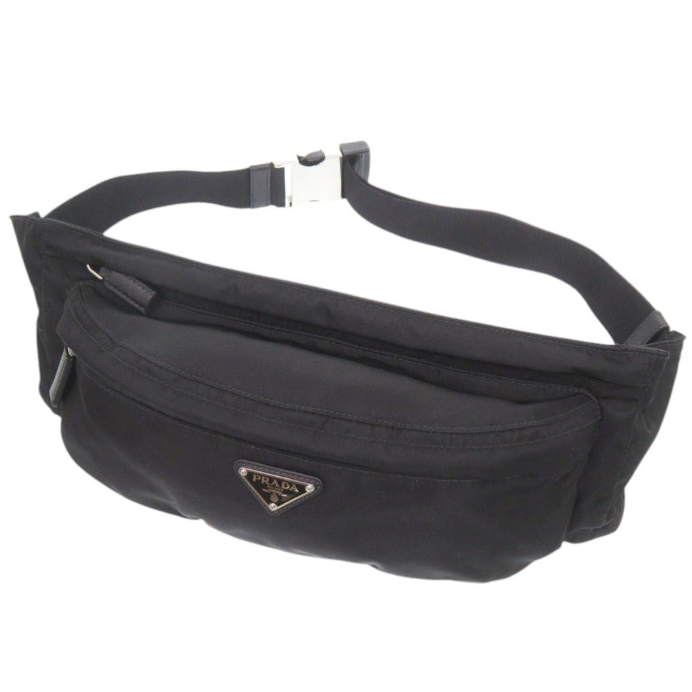 美品 プラダ ナイロン ブラック ボディバッグ ウエストバッグ 黒 0544【中古】PRADA