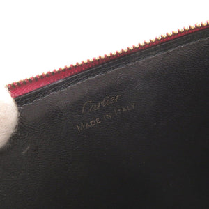 カルティエ ドゥーブルC ドゥ カルティエ レザー ピンク カードケース コインケース 0545【中古】CARTIER