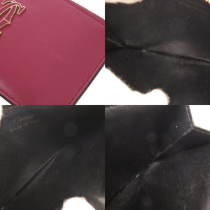 カルティエ ドゥーブルC ドゥ カルティエ レザー ピンク カードケース コインケース 0545【中古】CARTIER