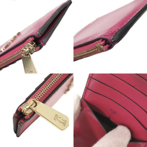 カルティエ ドゥーブルC ドゥ カルティエ レザー ピンク カードケース コインケース 0545【中古】CARTIER