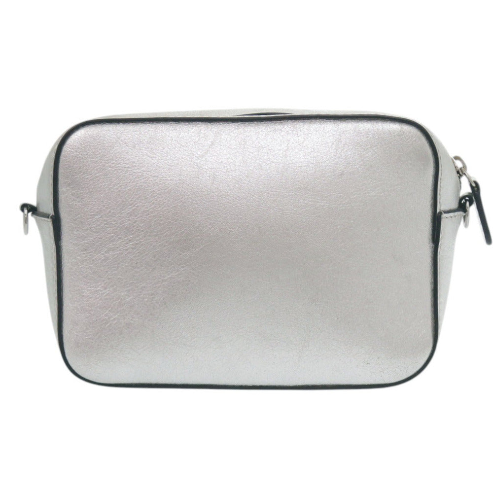 美品 ジェイアンドエムデヴィッドソン リップスティックポシェット レザー シルバー ショルダーバッグ 0563【中古】J&M Davidson