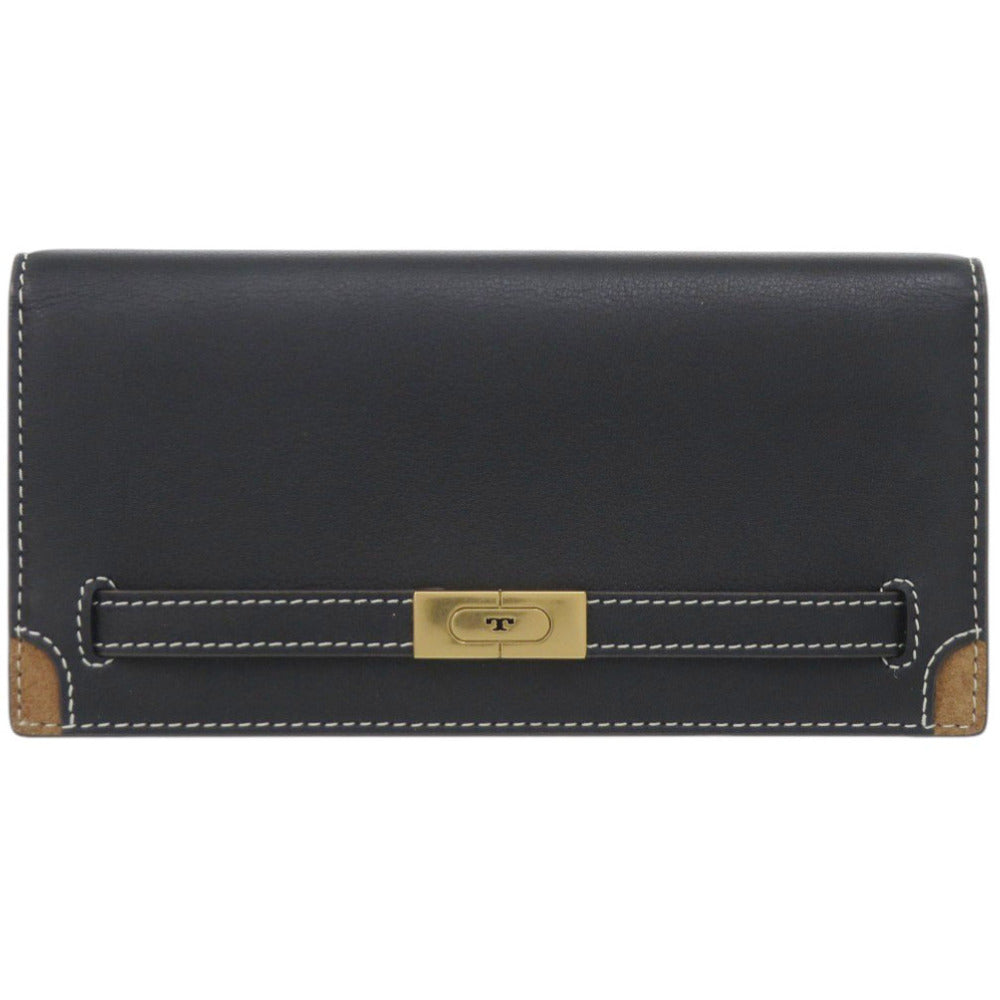 美品 トリーバーチ T Slim Wallet レザー ブラック 長財布 黒 0564【中古】Tory Burch