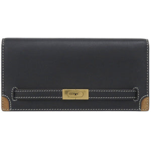 美品 トリーバーチ T Slim Wallet レザー ブラック 長財布 黒 0564【中古】Tory Burch