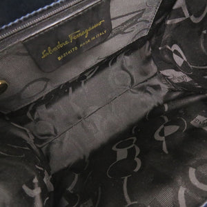 美品 サルヴァトーレフェラガモ ヴァラリボン レザー ネイビー 2WAY ハンドバッグ ショルダーバッグ 0568【中古】Salvatore Ferragamo