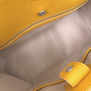 美品 トッズ ロゴ レザー イエロー 2WAY ハンドバッグ ショルダーバッグ 黄 0569【中古】TOD’S