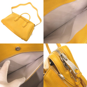 美品 トッズ ロゴ レザー イエロー 2WAY ハンドバッグ ショルダーバッグ 黄 0569【中古】TOD’S
