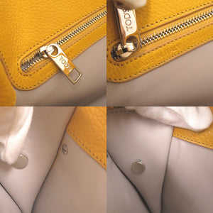 美品 トッズ ロゴ レザー イエロー 2WAY ハンドバッグ ショルダーバッグ 黄 0569【中古】TOD’S