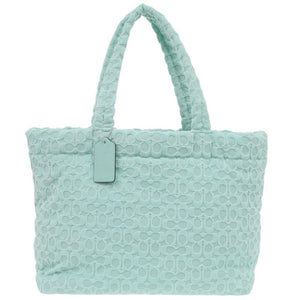 未使用 コーチ トート シグネチャー テリー レザー/テリークロス ミントグリーン トートバッグ 緑 0570【中古】COACH