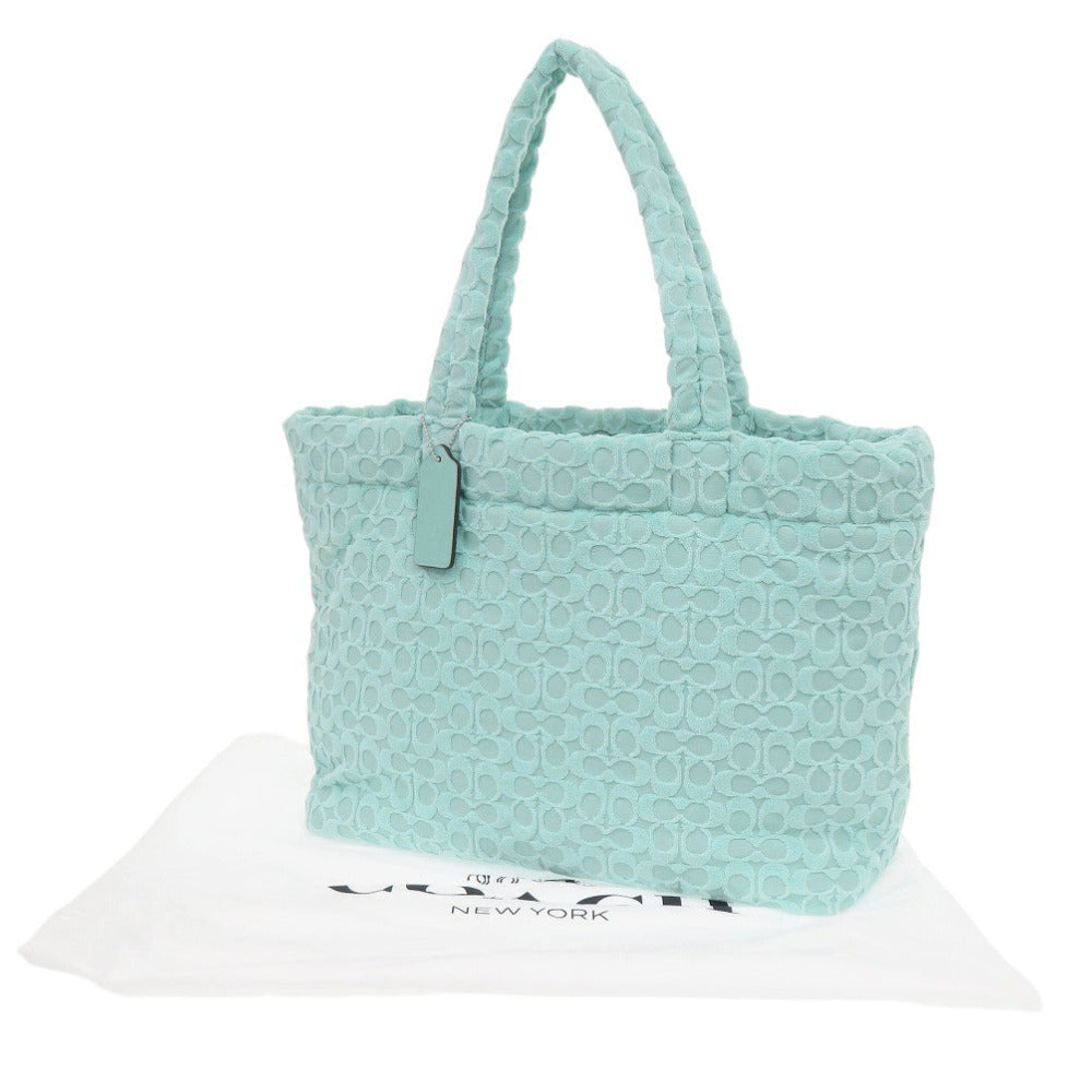 未使用 コーチ トート シグネチャー テリー レザー/テリークロス ミントグリーン トートバッグ 緑 0570【中古】COACH