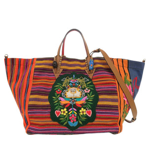 美品 クリスチャンルブタン メキシカバ 刺繍 キャンバス レッド 2way トートバッグ マルチカラー 0612【中古】Christian Louboutin