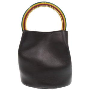 美品 マルニ パニエ レザー ブラック 2WAY ハンドバッグ ショルダーバッグ バケットバッグ 黒 0617【中古】MARNI