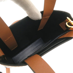 美品 マルニ Museo ミュゼオ ナノ レザー ネイビー ブラウン 2way ハンドバッグ 0618【中古】MARNI