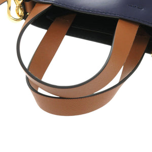 美品 マルニ Museo ミュゼオ ナノ レザー ネイビー ブラウン 2way ハンドバッグ 0618【中古】MARNI