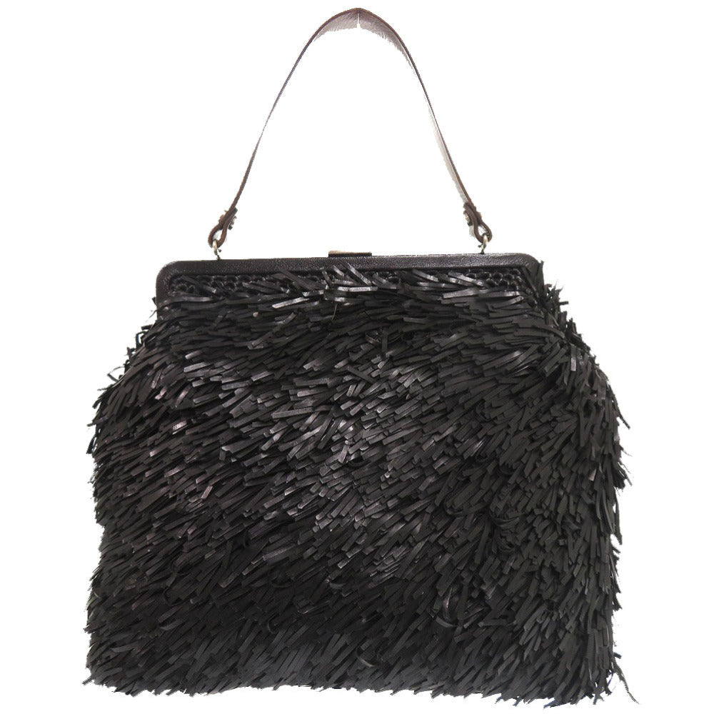 マルニ がま口 レザー ブラック ハンドバッグ トートバッグ 黒 0622【中古】MARNI