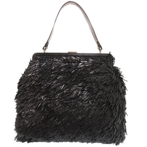 マルニ がま口 レザー ブラック ハンドバッグ トートバッグ 黒 0622【中古】MARNI