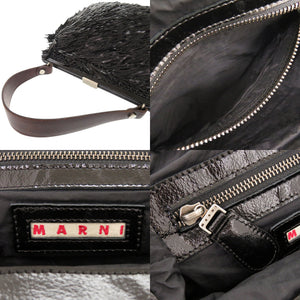 マルニ がま口 レザー ブラック ハンドバッグ トートバッグ 黒 0622【中古】MARNI