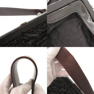 マルニ がま口 レザー ブラック ハンドバッグ トートバッグ 黒 0622【中古】MARNI