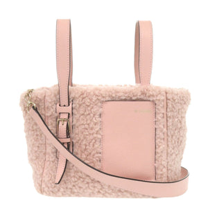 新品同様 ヴァレクストラ バケットバッグ マイクロ シアリング レザー ウール ピンク 2way ハンドバッグ 0623【中古】Valextra