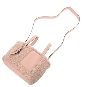 新品同様 ヴァレクストラ バケットバッグ マイクロ シアリング レザー ウール ピンク 2way ハンドバッグ 0623【中古】Valextra