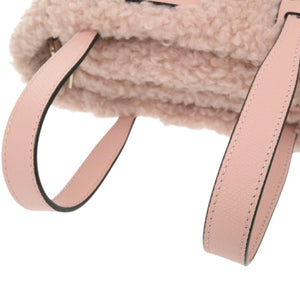 新品同様 ヴァレクストラ バケットバッグ マイクロ シアリング レザー ウール ピンク 2way ハンドバッグ 0623【中古】Valextra