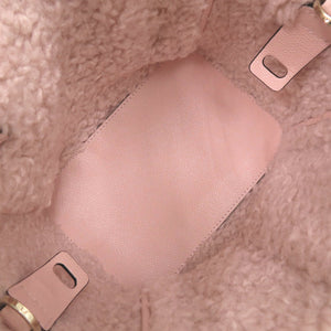 新品同様 ヴァレクストラ バケットバッグ マイクロ シアリング レザー ウール ピンク 2way ハンドバッグ 0623【中古】Valextra