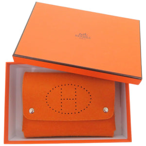 美品 エルメス トランプケース エテュイカルトGM フェルト オレンジ 小物 0625【中古】HERMES