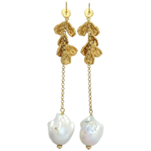 美品 クロエ セレステ パール 真鍮 パール ゴールド ピアス 0628【中古】Chloe