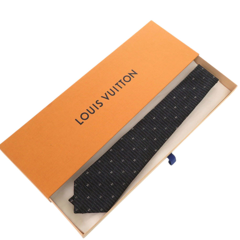 新品同様 ルイ ヴィトン M73633 総柄 シルク ブラック ネクタイ 黒 LV 0629【中古】LOUIS VUITTON