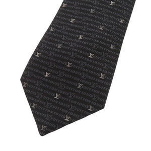 新品同様 ルイ ヴィトン M73633 総柄 シルク ブラック ネクタイ 黒 LV 0629【中古】LOUIS VUITTON