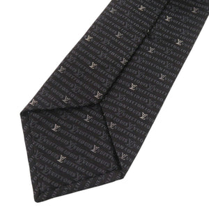 新品同様 ルイ ヴィトン M73633 総柄 シルク ブラック ネクタイ 黒 LV 0629【中古】LOUIS VUITTON