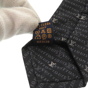 新品同様 ルイ ヴィトン M73633 総柄 シルク ブラック ネクタイ 黒 LV 0629【中古】LOUIS VUITTON