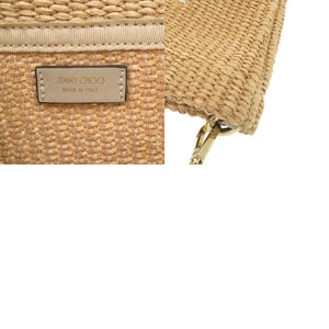 美品 ジミーチュウ ビーチ トート ウエスト ミニ ラフィア レザー ベージュ 2way ハンドバッグ 0634【中古】JIMMY CHOO
