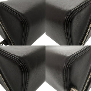 美品 サンローランパリ 2Way ネックストラップ フラグメントジップボックス 777423-1EL0E シルバー金具 レザー ブラック 黒 ポーチ 小物入れ ショルダーバッグ 0640【中古】SAINT LAURENT PARIS