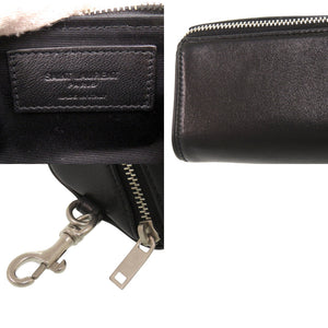 美品 サンローランパリ 2Way ネックストラップ フラグメントジップボックス 777423-1EL0E シルバー金具 レザー ブラック 黒 ポーチ 小物入れ ショルダーバッグ 0640【中古】SAINT LAURENT PARIS