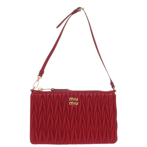 新品同様 ミュウミュウ MINI CONTENITORE マトラッセ 5NH019 レザー レッド ワンショルダーバッグ ハンドバッグ 赤 0642【中古】MIUMIU
