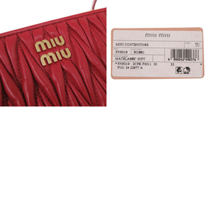 新品同様 ミュウミュウ MINI CONTENITORE マトラッセ 5NH019 レザー レッド ワンショルダーバッグ ハンドバッグ 赤 0642【中古】MIUMIU
