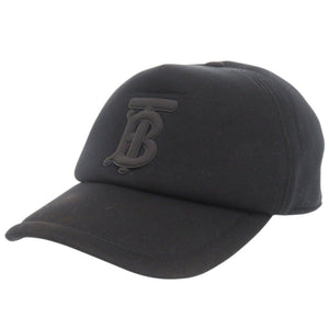 美品 バーバリー TBロゴ コットン/モダール ブラック 帽子 キャップ 黒 0649【中古】BURBERRY