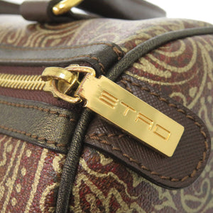 美品 エトロ ペイズリー柄 PVC/レザー ブラウン ボストンバッグ 茶 0651【中古】ETRO