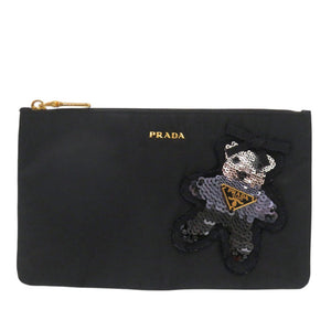 新品同様 プラダ ナイロン ベア ブラック ポーチ クマ 黒 0655【中古】PRADA