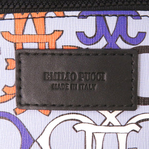 エミリオ プッチ トートバッグ レザー コーティングキャンバス ブルー オレンジ ブラック 0704【中古】Emilio Pucci